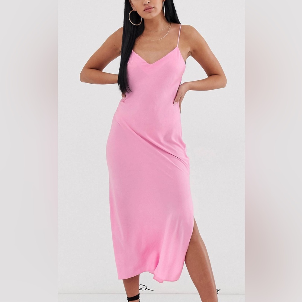 Satin cami maxi slip dress